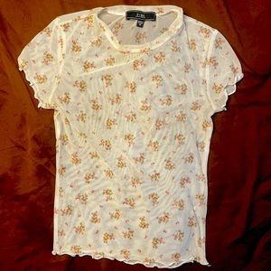 See through shirt with flower designs 😘🧡